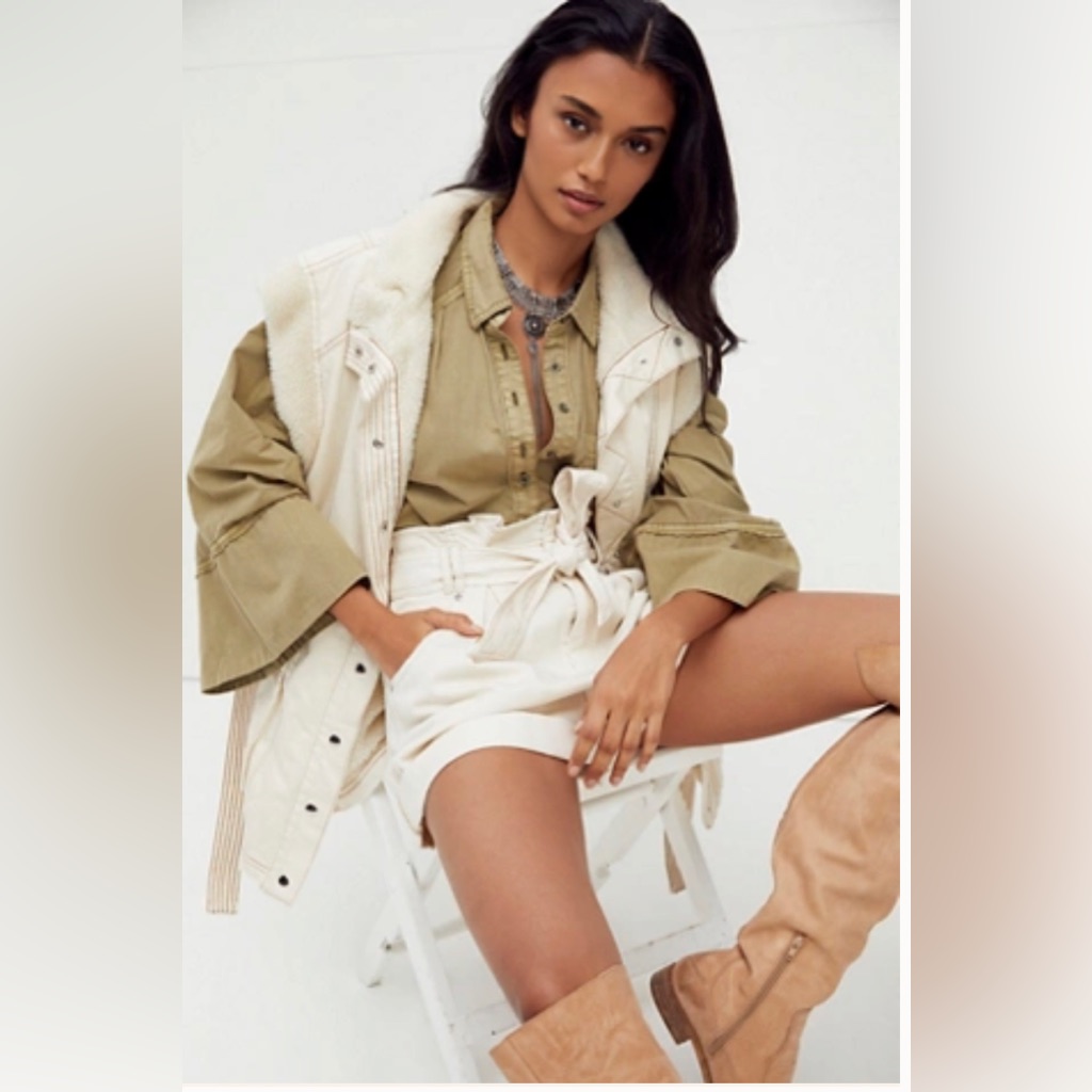 Free People Nova Denim Paperbag Shorts
